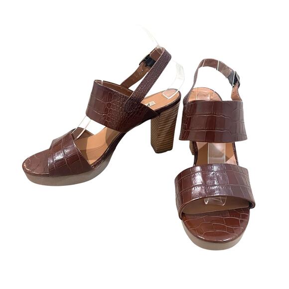 Paul Green Amanda High-Heel Sandals Shoes Womens Size 6.5 Brown Block Heel - Picture 1 of 13